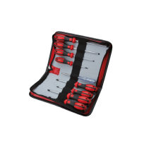 F99-901 9 Parça C-PLUS Tornavida Takımı (Deri çantalı) - Düz/Yıldız/Pozidriv + Kontrol Kalemi